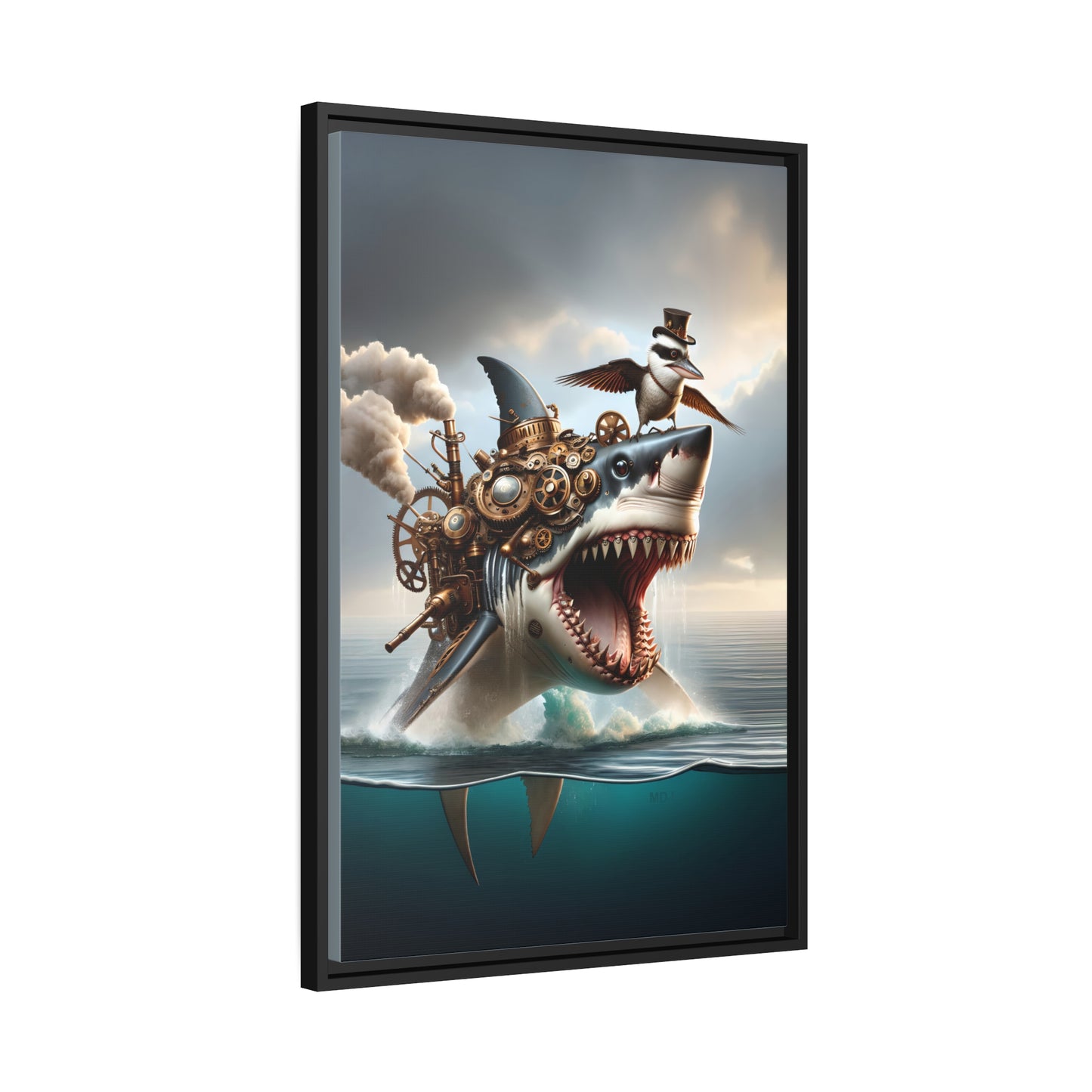 Steampunk Kookaburra 16 - Thick Matte Canvas Print, Black Frame